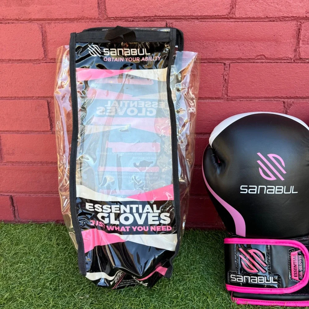 Sanabul Essential Boxing Gloves 12 oz Black Pink Women Training MMA With‎ Bag